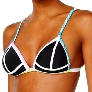 Hula Honey Color Block Triangle Push-Up Bikini Top, S NWT